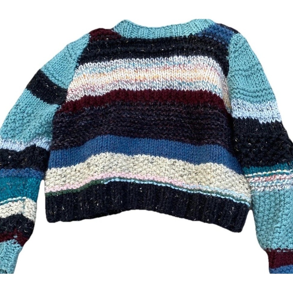 Hand Knit Oversized Sweater Cropped Chunky  Womens Medium One Of A Kind‎